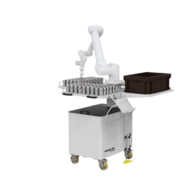 Industrial robot feeder system in operation