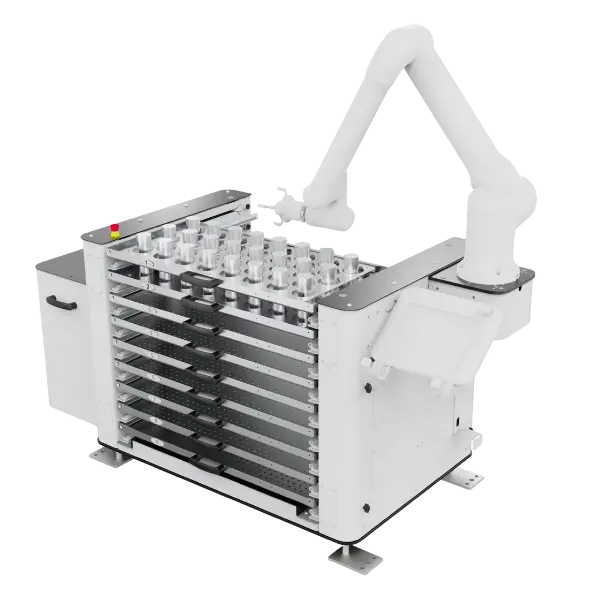 Collaborative robot palletizing boxes on production line