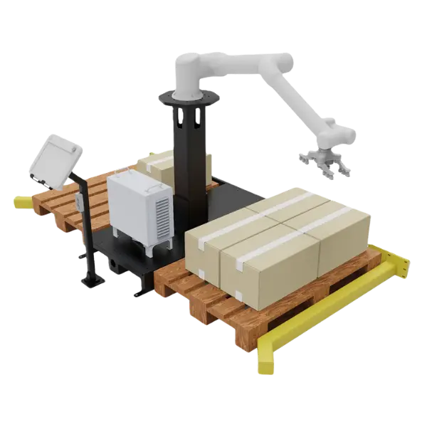 Industrial automation cell with robotic arm integration